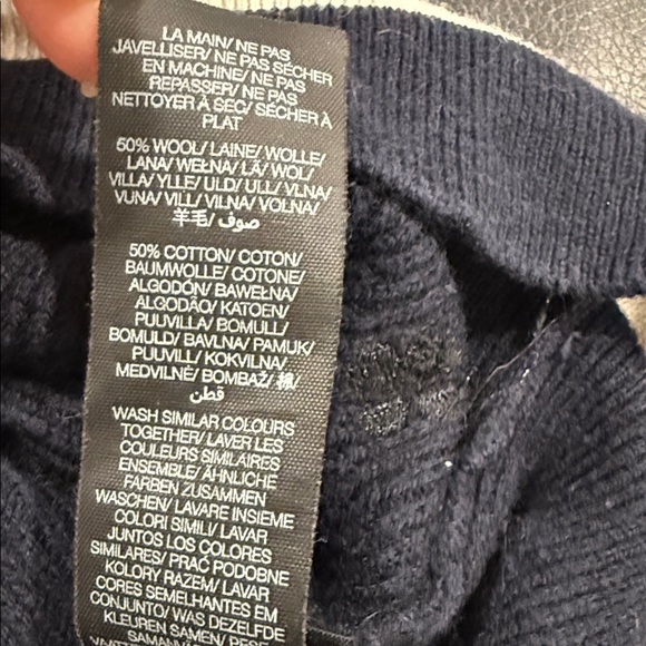 Sweaty Betty Women’s Navy Funnel Neck Half Zip-Up Sweater White Trim Size 14 - Picture 11 of 14